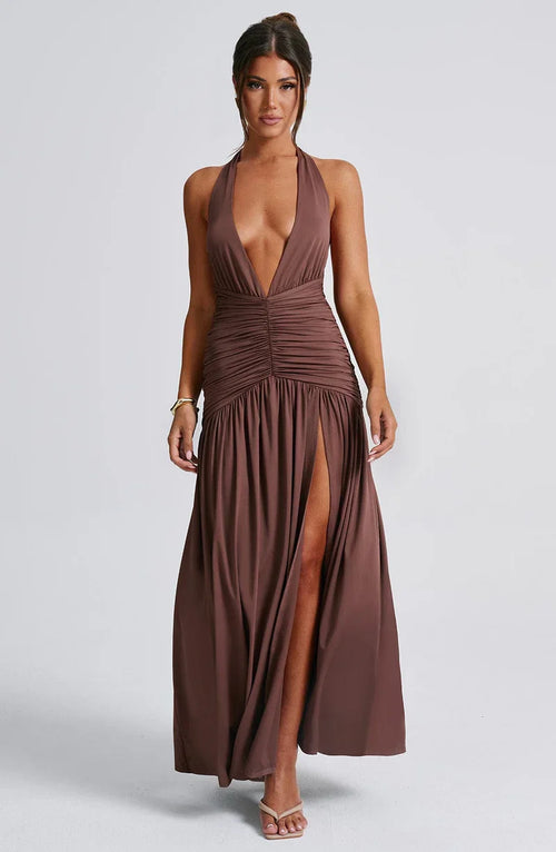 Sable Halter Maxi Dress - Mocha