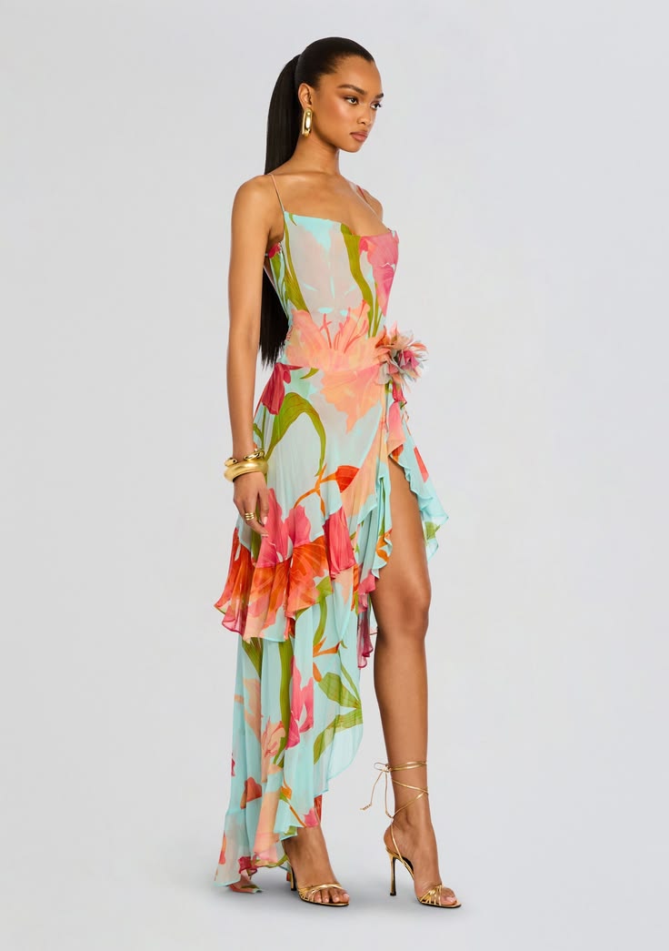 Josephine Chiffon Maxi Dress - Multicolor