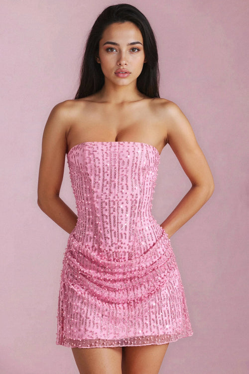 Saphira Strapless Mini Dress - Pink
