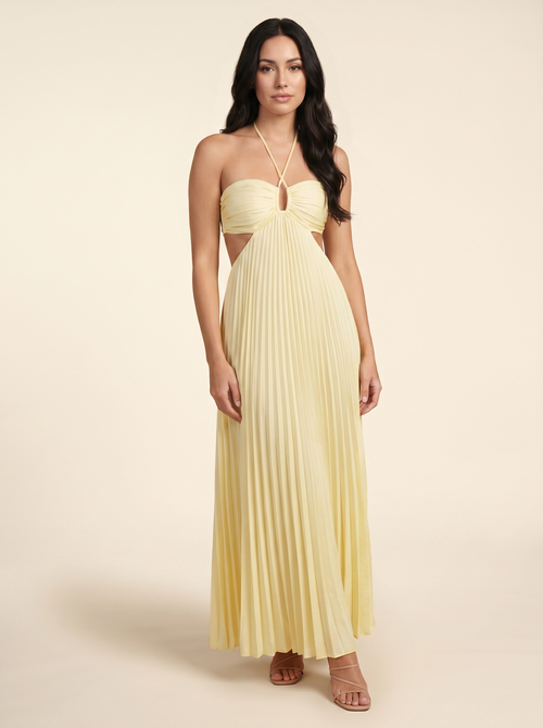 Seraphine Halter Maxi Dress - Butter Yellow
