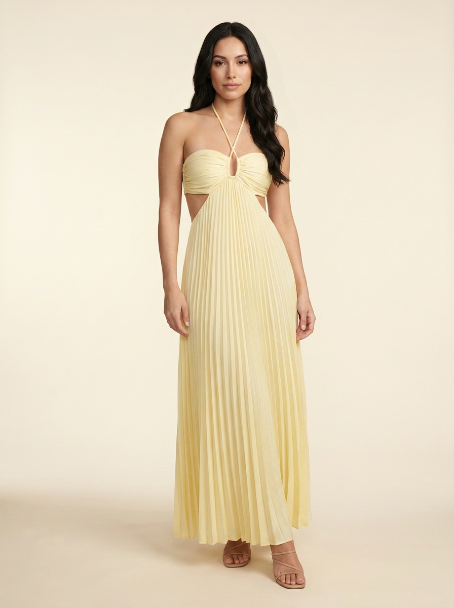 Seraphine Halter Maxi Dress - Butter Yellow