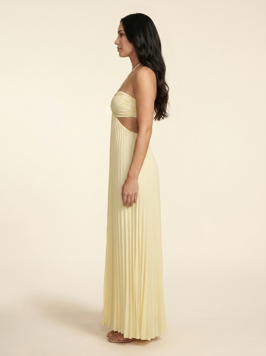 Seraphine Halter Maxi Dress - Butter Yellow