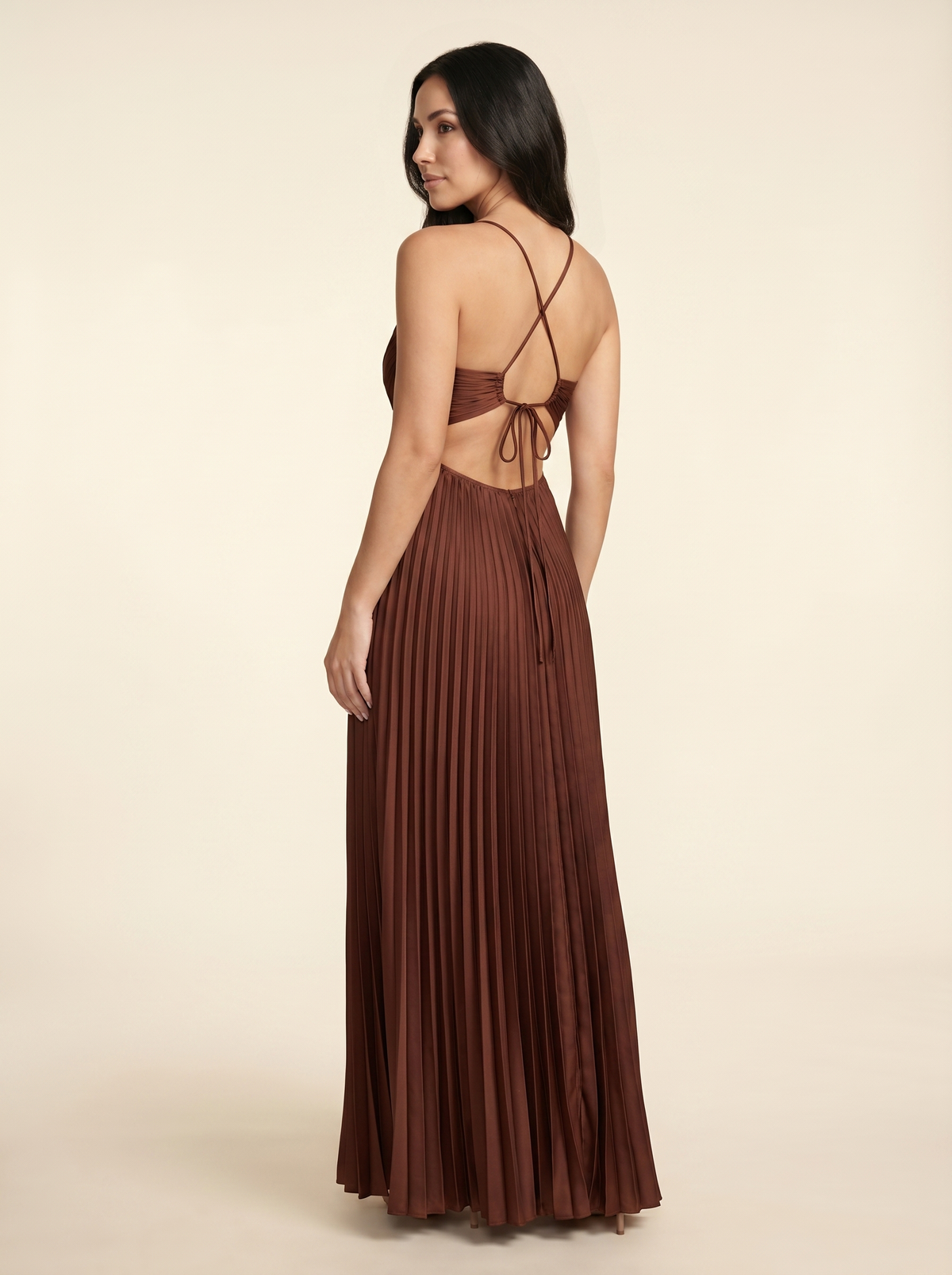 Seraphine Halter Maxi Dress - Chocolate Brown