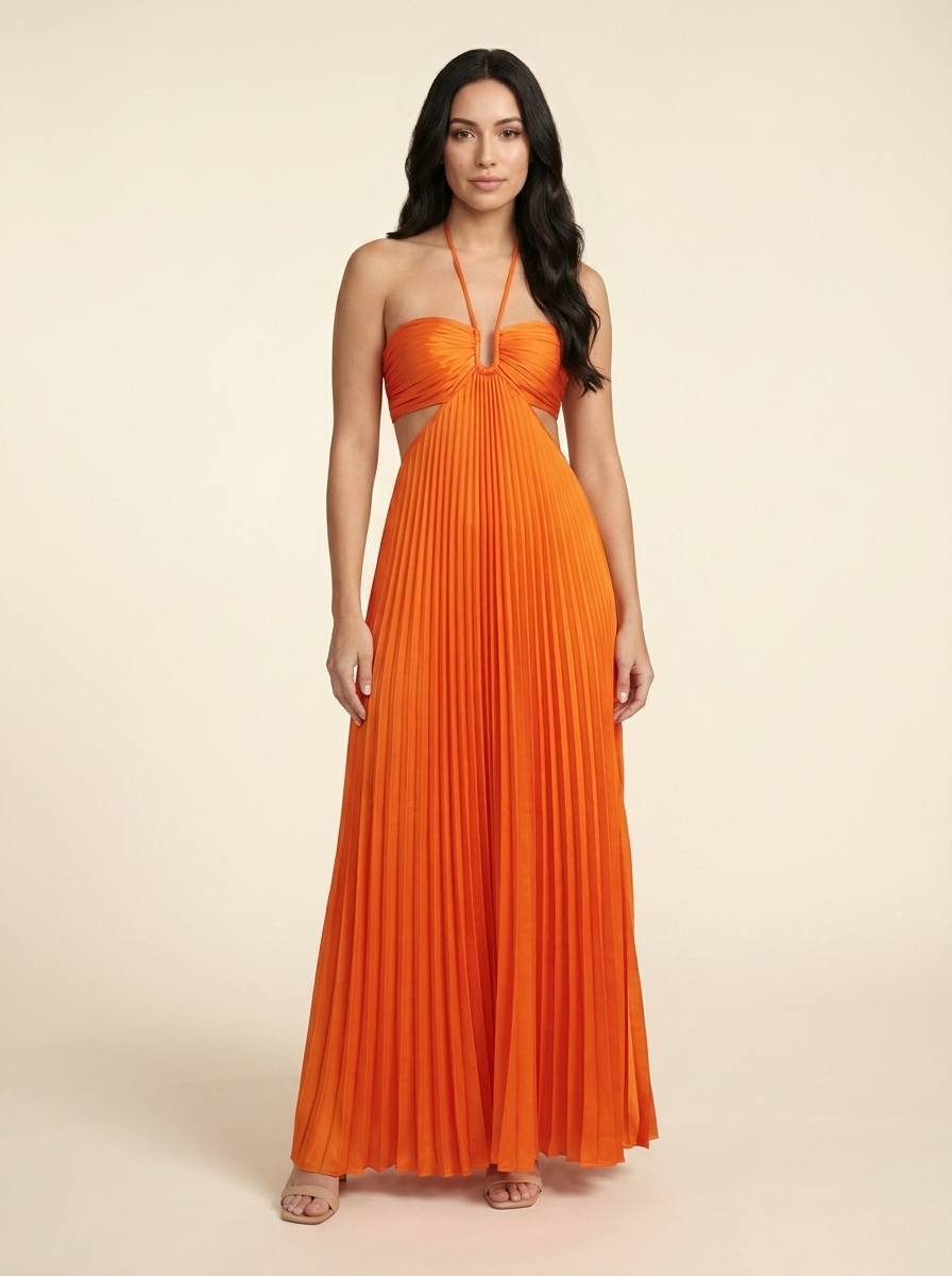 Seraphine Halter Maxi Dress - Orange