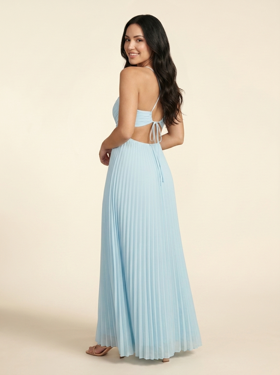 Seraphine Halter Maxi Dress - Sky Blue