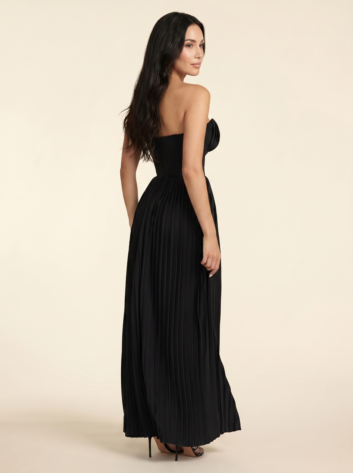 Sidonie Pleated Maxi Dress - Black