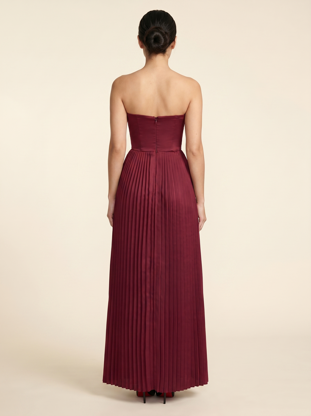 Sidonie Pleated Maxi Dress - Burgundy