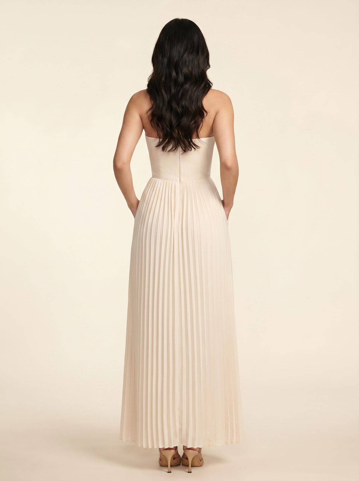 Sidonie Pleated Maxi Dress - Cream