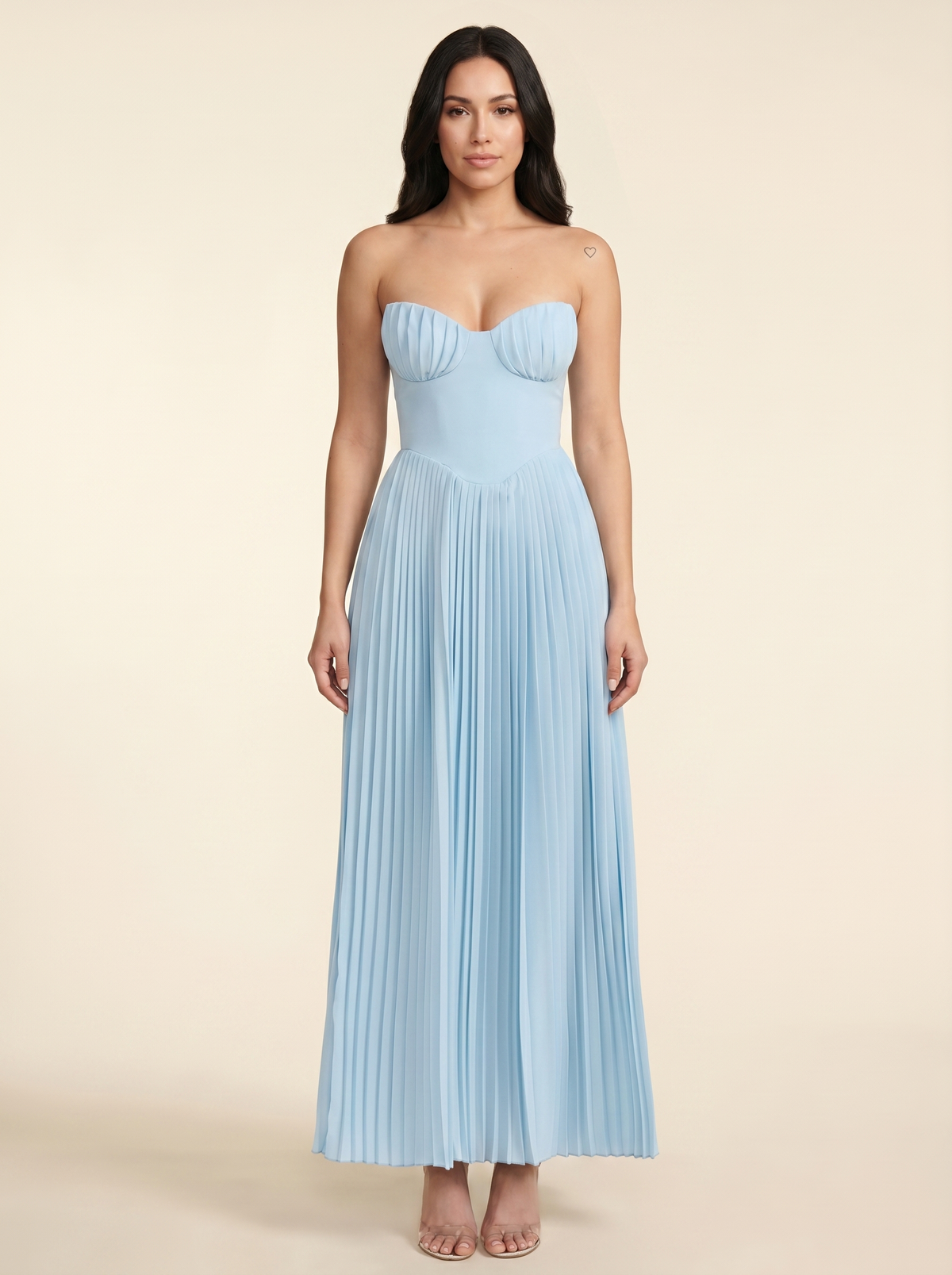 Sidonie Pleated Maxi Dress - Sky Blue