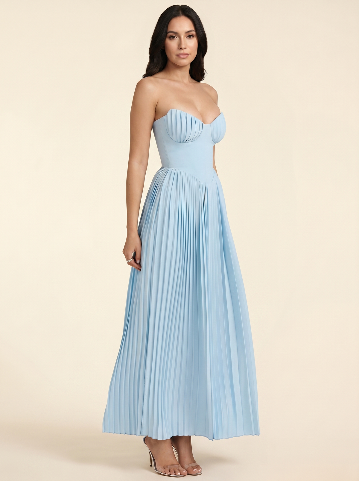 Sidonie Pleated Maxi Dress - Sky Blue