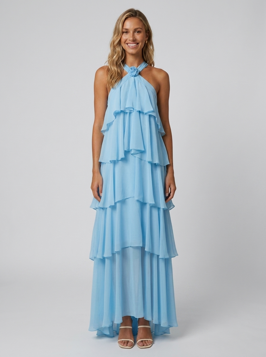 Noor Tiered Halter Maxi Dress