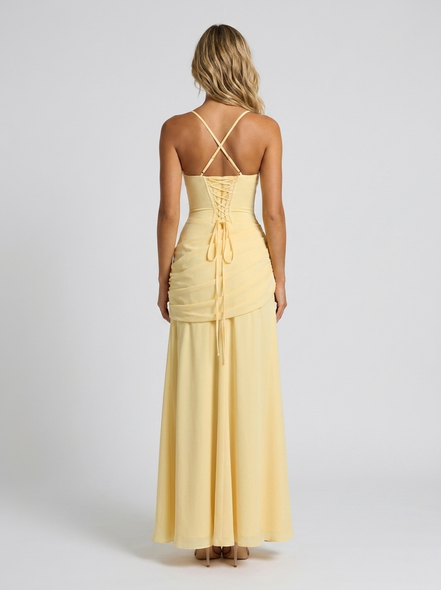 Elodie Pleated V Maxi Dress