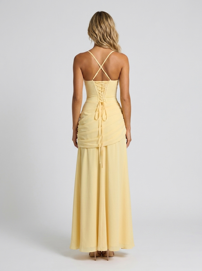 Elodie Pleated V Maxi Dress