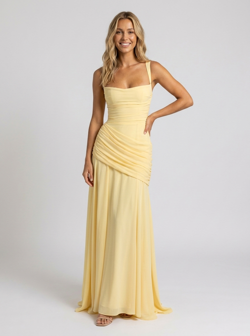 Elodie Pleated V Maxi Dress