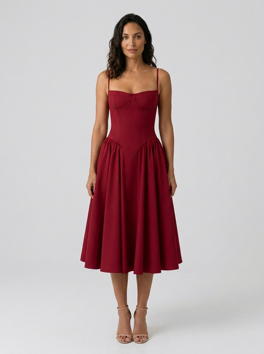 Eliana Bustier Sweetheart Midi Dress
