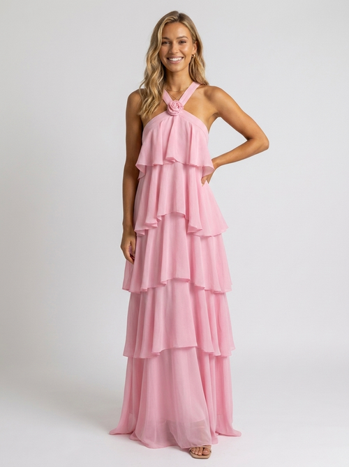 Noor Tiered Halter Maxi Dress