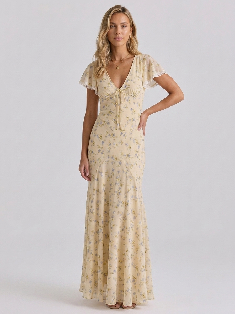 Zoé Floral Ruched Maxi Dress
