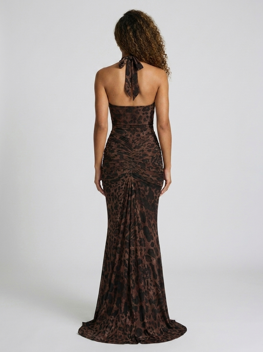 Fiona Ruched Plunge Maxi Dress