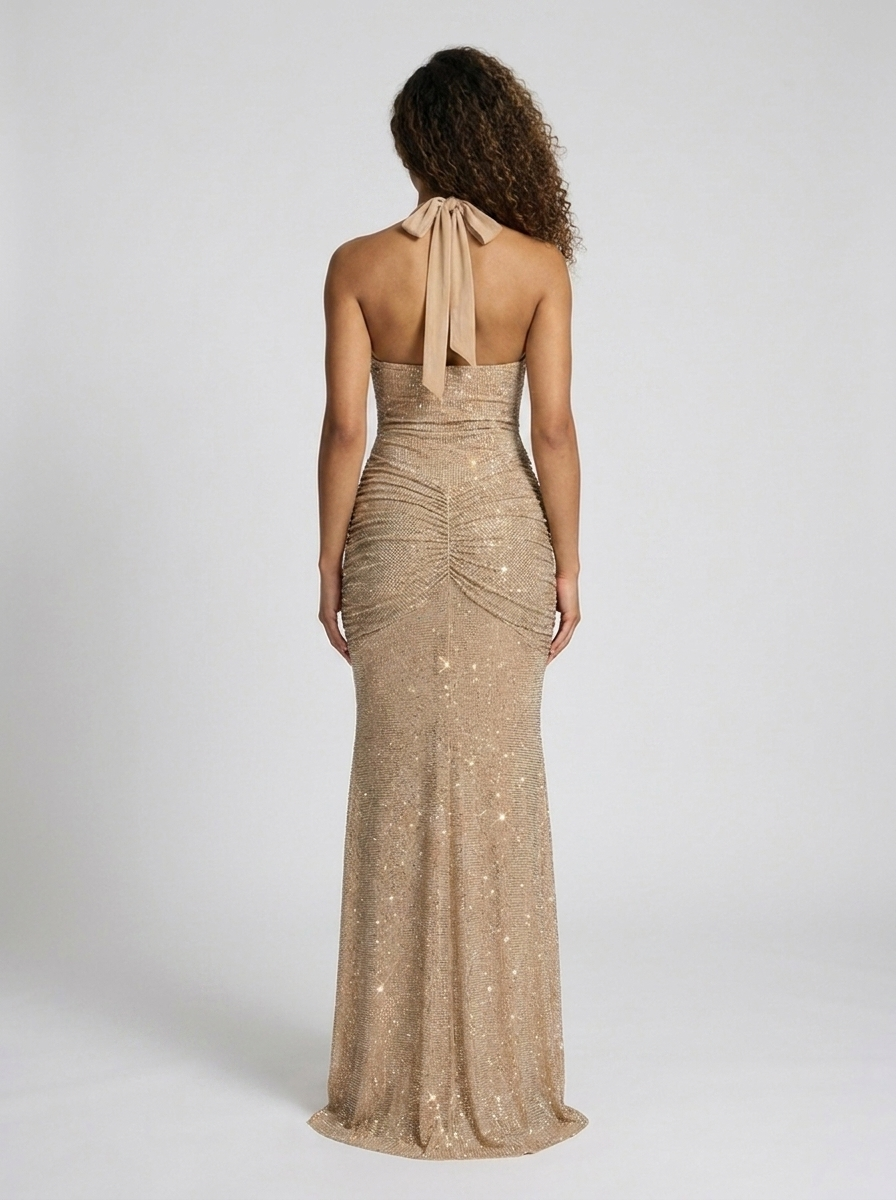 Fiona Ruched Plunge Maxi Dress