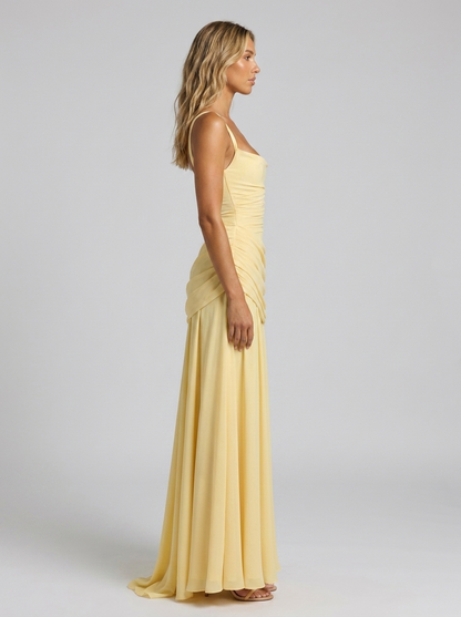 Elodie Pleated V Maxi Dress