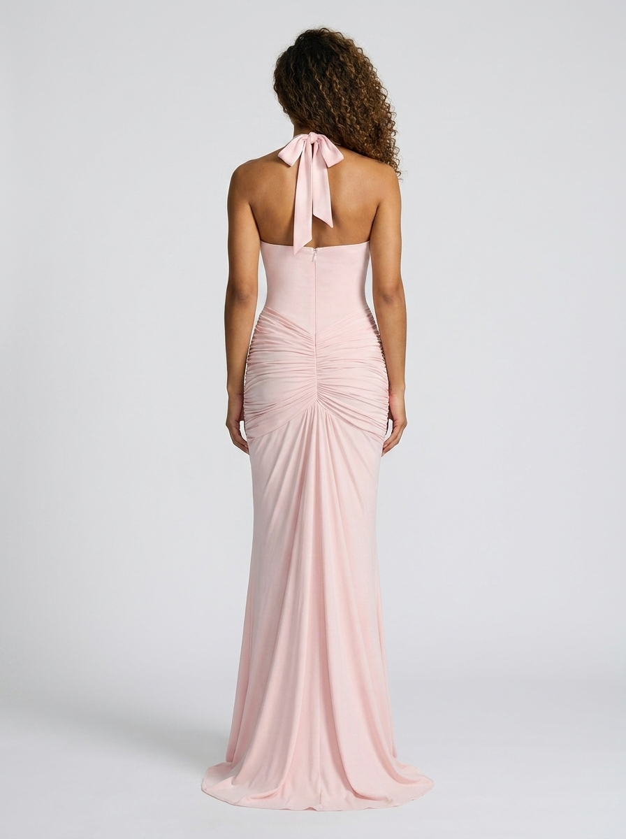 Fiona Ruched Plunge Maxi Dress