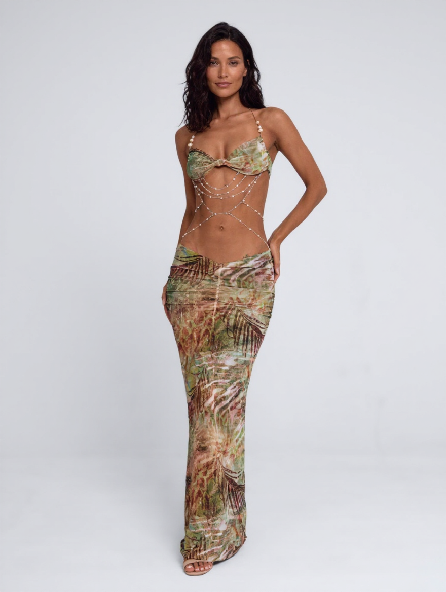 Quinn Embellished Halter Maxi Dress
