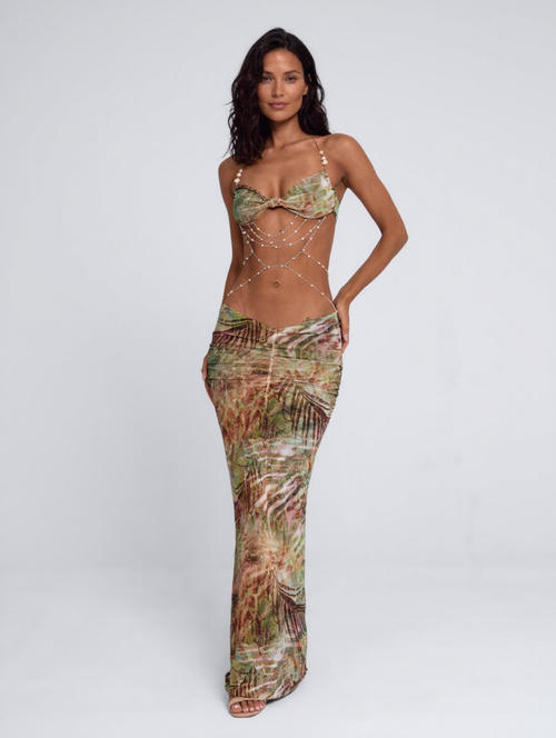 Quinn Embellished Halter Maxi Dress