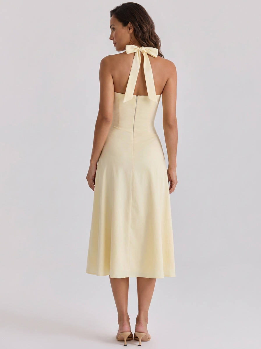 Ximena Ruched Halter Midi Dress