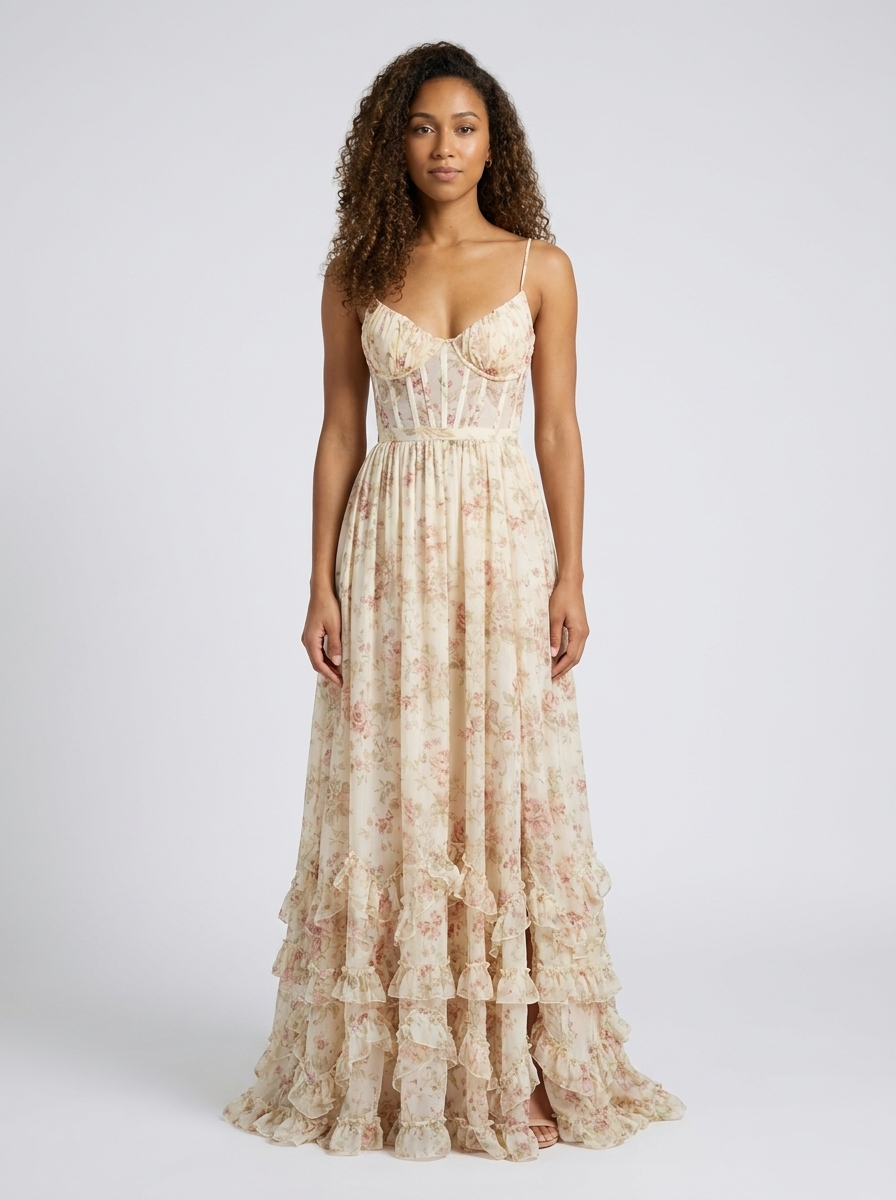 Aurelia Floral Bustier Maxi Dress