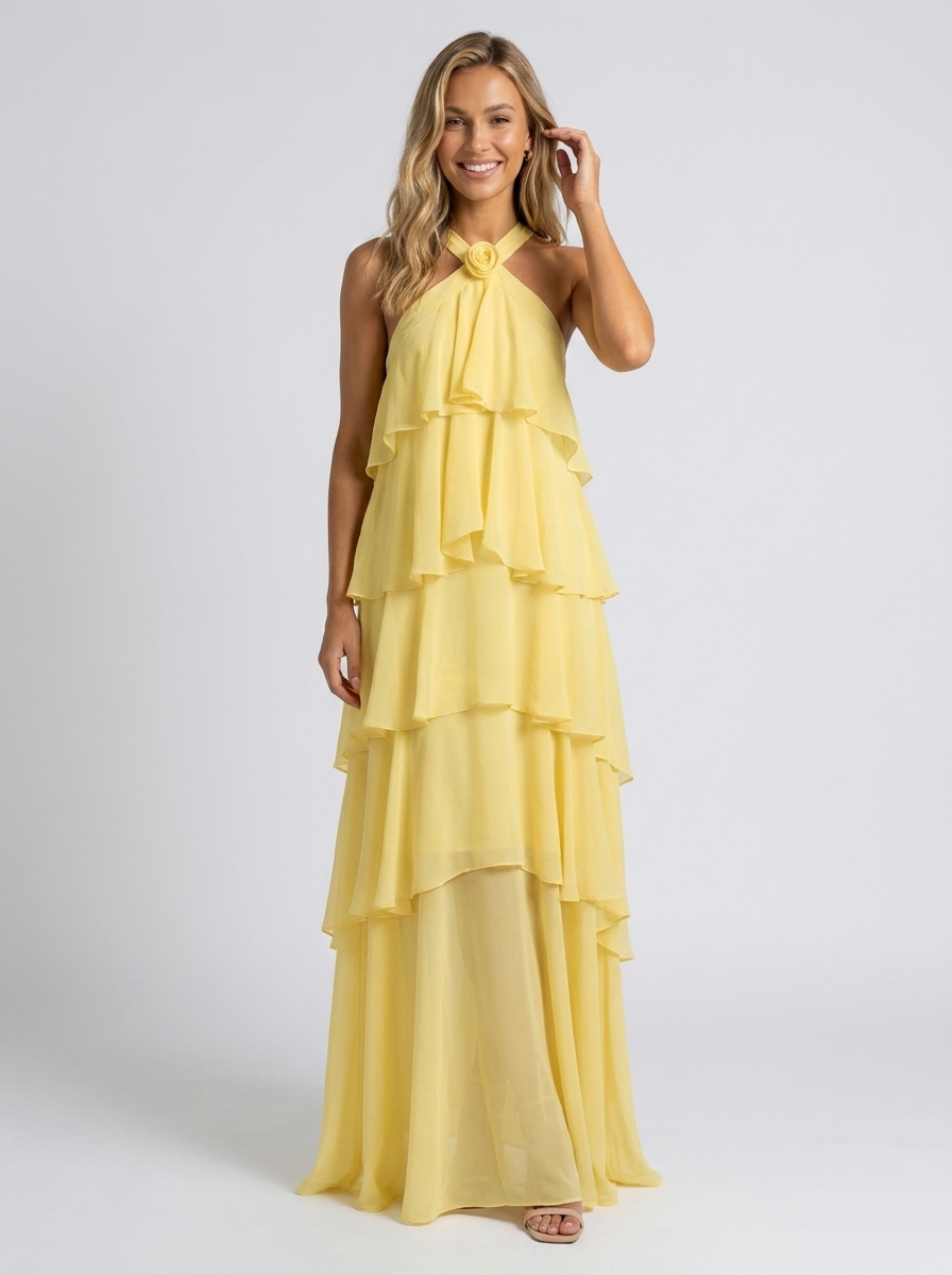 Noor Tiered Halter Maxi Dress
