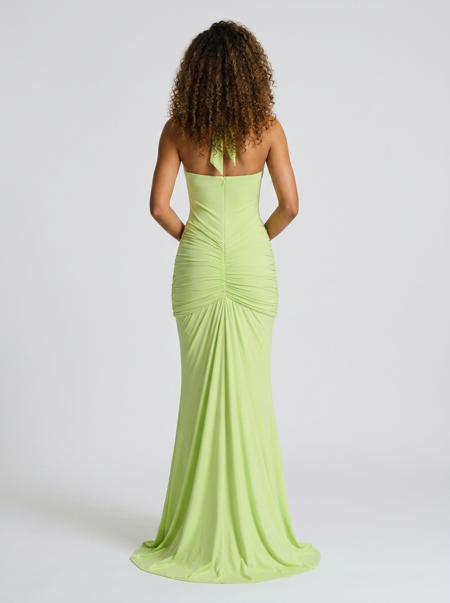 Fiona Ruched Plunge Maxi Dress
