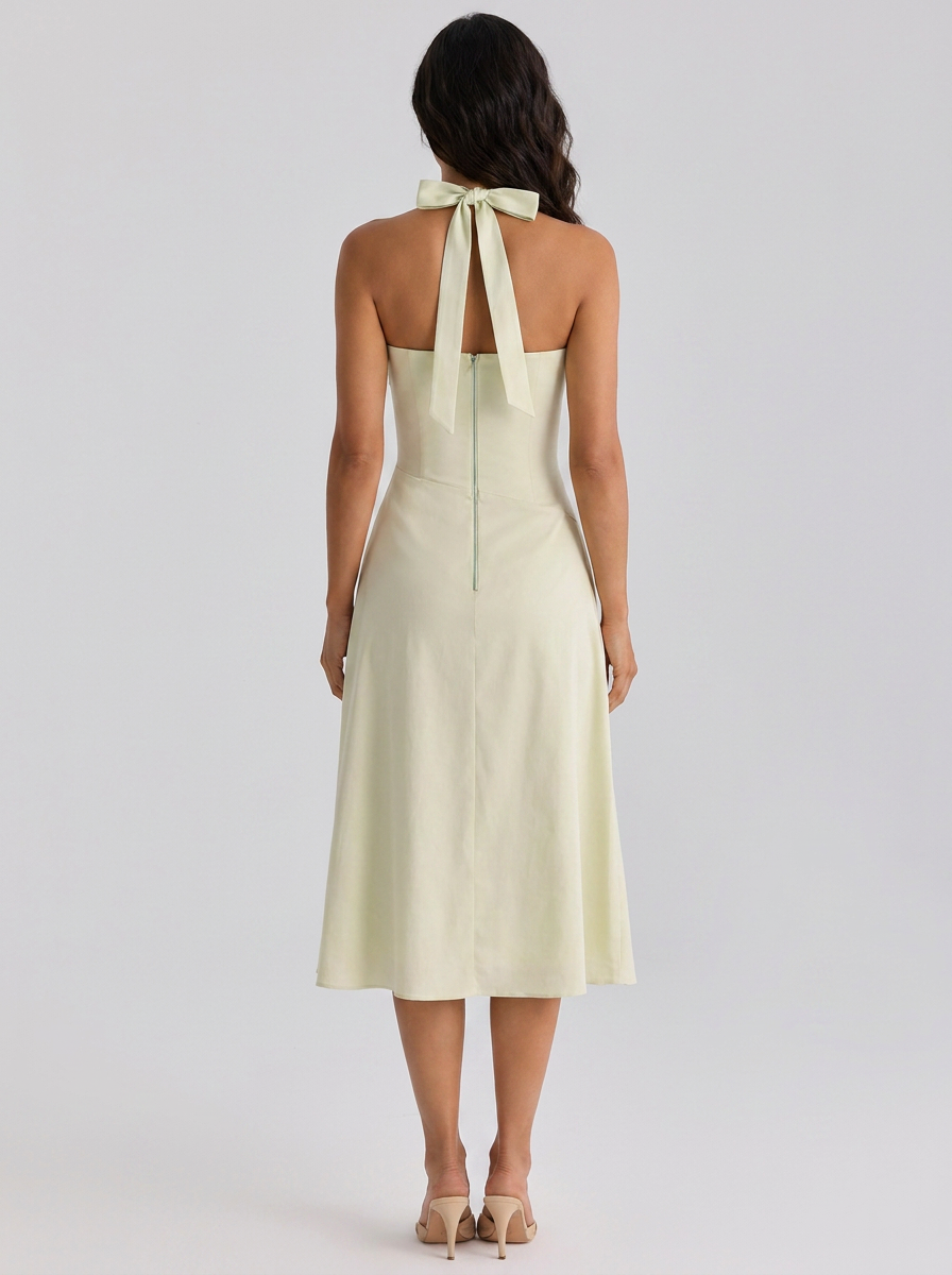 Ximena Ruched Halter Midi Dress