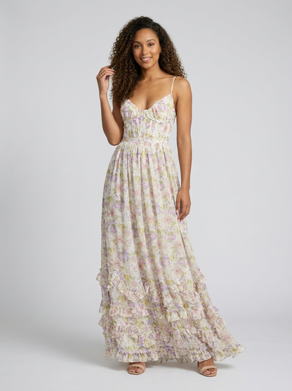 Aurelia Floral Bustier Maxi Dress
