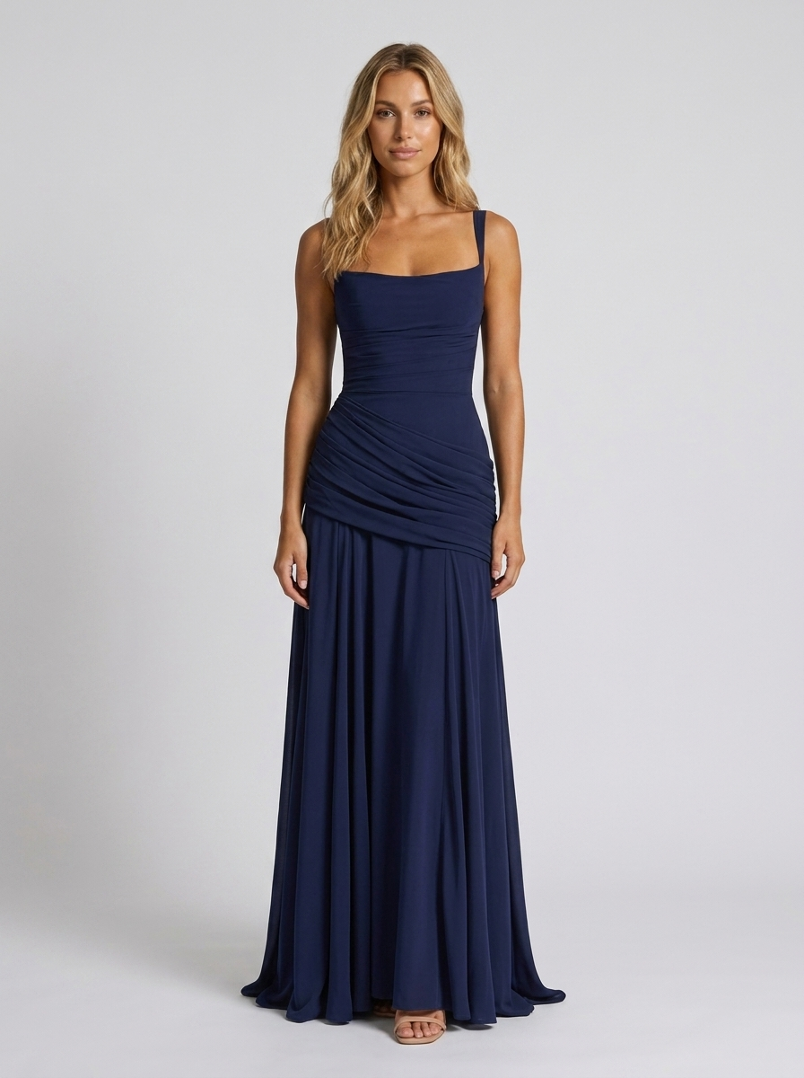 Elodie Pleated V Maxi Dress
