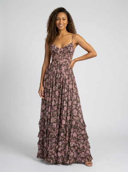 Aurelia Floral Bustier Maxi Dress