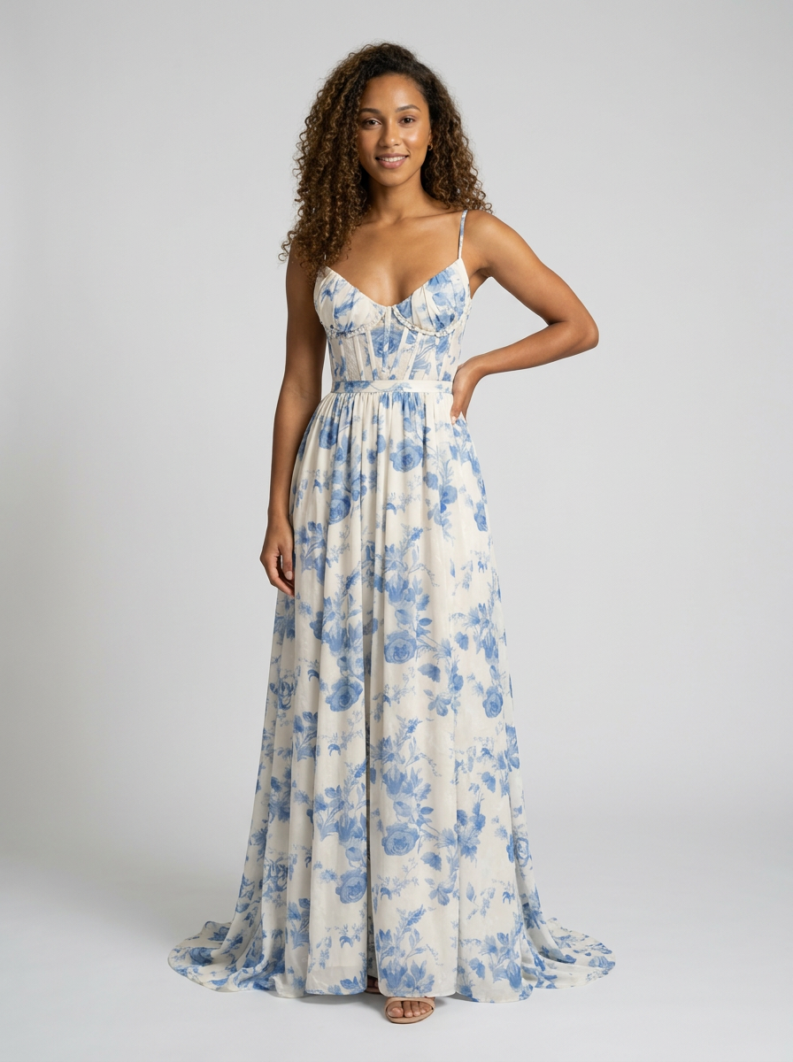 Aurelia Floral Bustier Maxi Dress