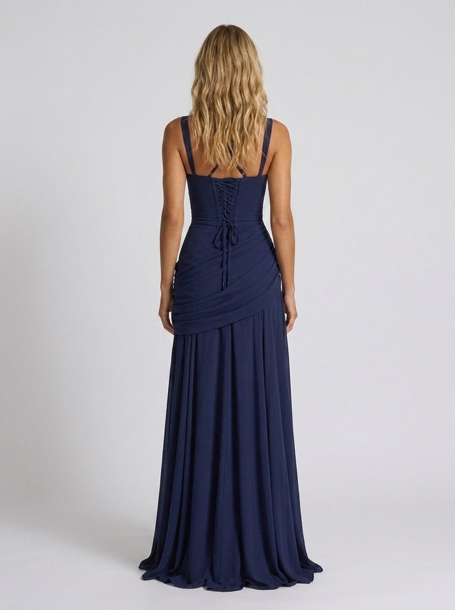 Elodie Pleated V Maxi Dress