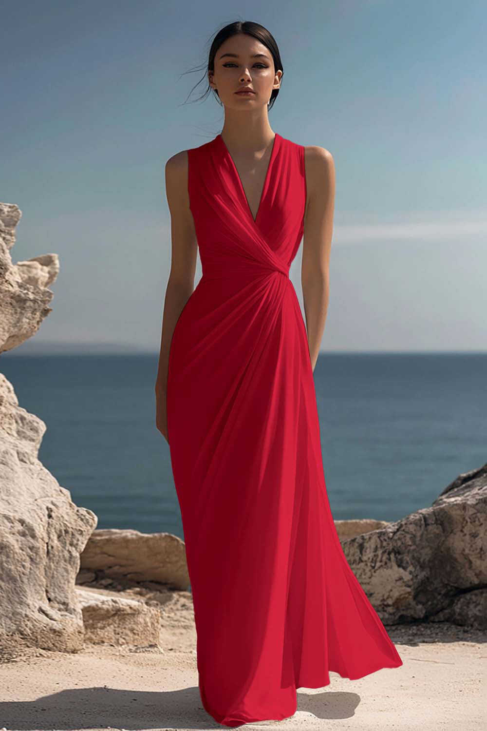 Vada Chiffon Maxi Dress - Red