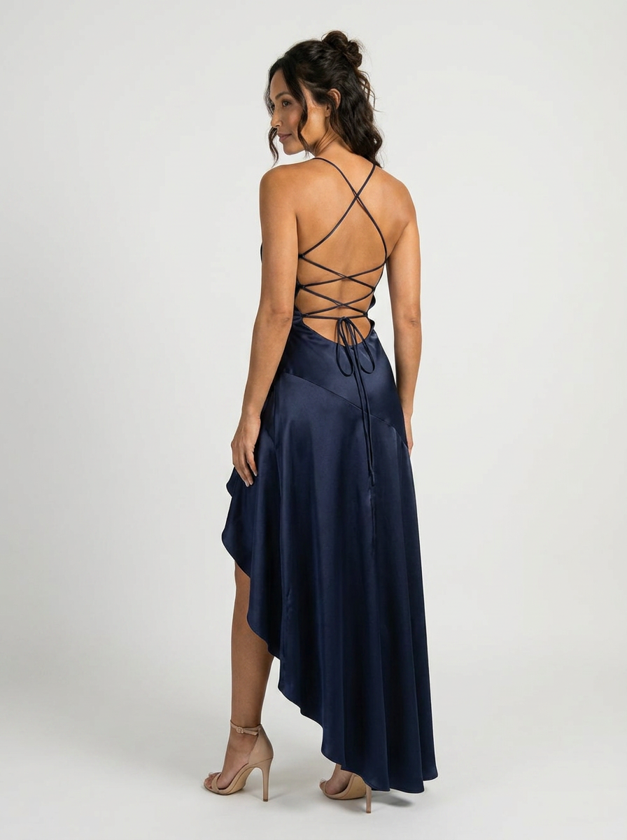 Valentine Ruffle Maxi Dress - Navy