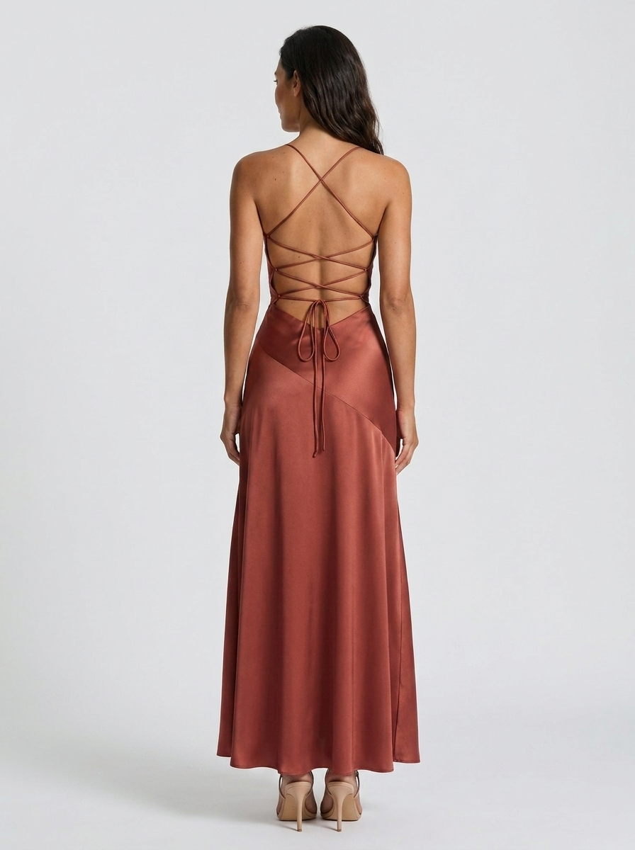 Valentine Ruffle Maxi Dress - Rust