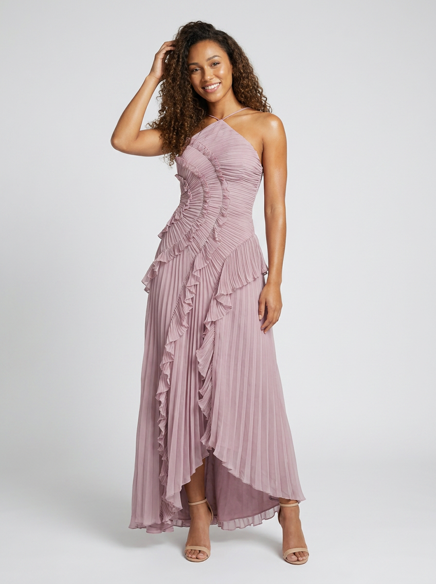 Valeska Ruffle Maxi Dress - Mauve