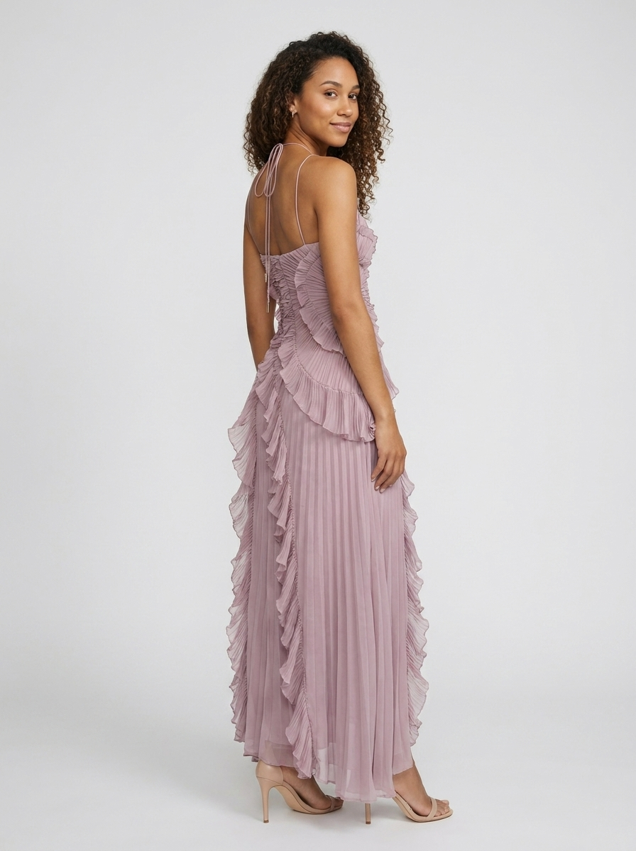 Valeska Ruffle Maxi Dress - Mauve