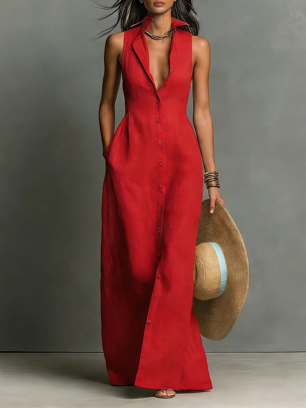 Temperance Maxi Dress - Red, front