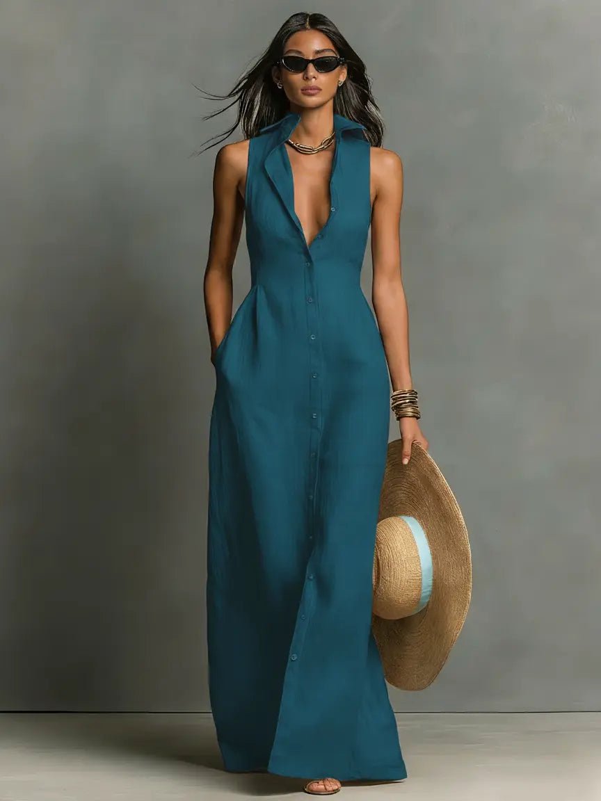 Temperance Maxi Dress - Blue, front