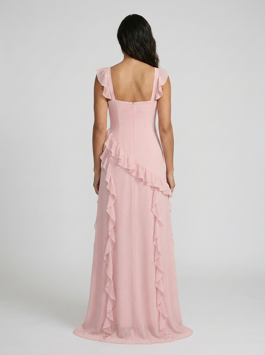 Yolande Ruffle Maxi Dress - Blush Pink